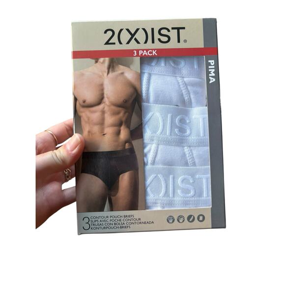 New NIB 2Xist Men's 3-Pack Pima Cotton Contour Pouch Briefs - White- Small - Picture 2 of 6
